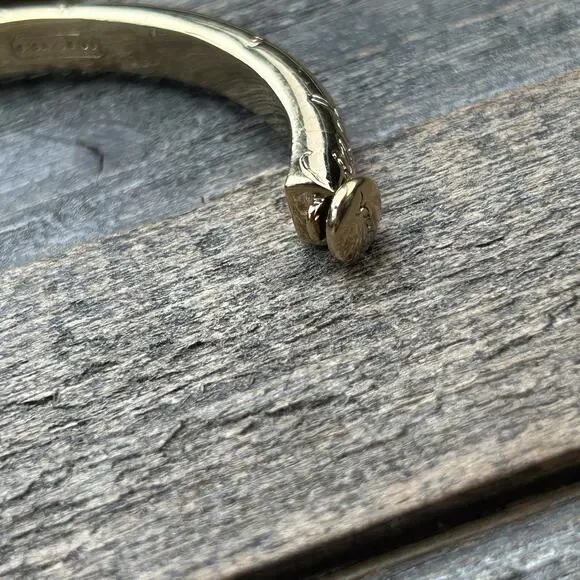 Coach Womens Gold Tone Crystal Pave Script Vine Hinge Bangle Bracelet - Picture 11 of 16